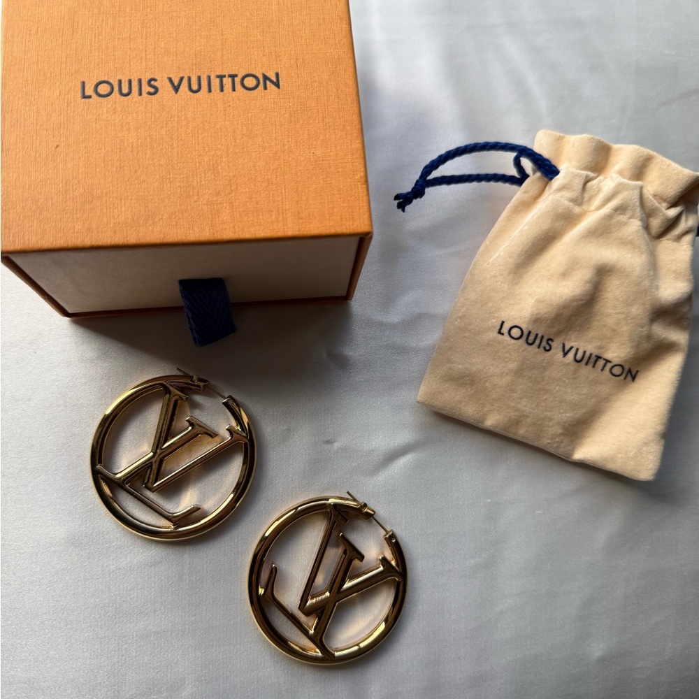 Louis Vuitton Gold Circular Logo Earrings